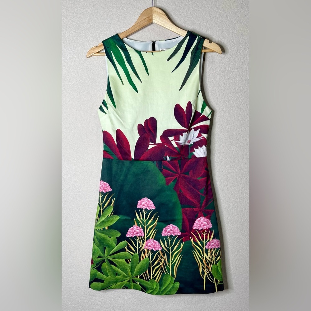 Alice + Olivia Clyde Floral Palm Print Mini A Line Dress Size 6